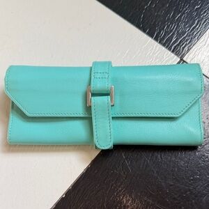 Aqua Leather jewelry roll RARE